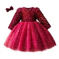 Robe de Princesse à Paillettes pour Fille de 2 à 8 Ans Tenue de Soirée à Manches sulf Vêtements