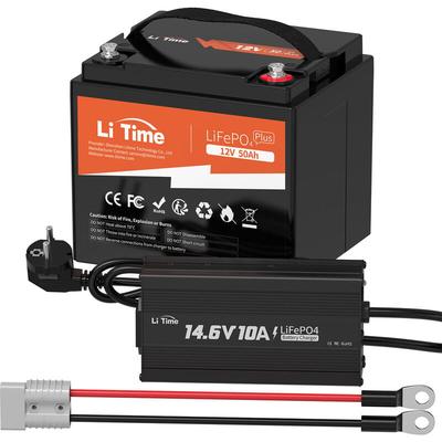 12V 50Ah LiFePO4 Batterie & 12V 10A Lithium Batterieladegerät(Zwei Pakete werden separat versendet) Image