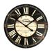32" Black and Beige Round Distressed Finish Cindy Wall Clock