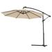 10 Ft Patio Umbrella Outdoor Sunbathing Umbrella with with 32 LED Lights Hanging Cantilever Umbrella and Solar LED Lights Offset Umbrella Easy Open Adjustment for Yard Beach Pool Tan