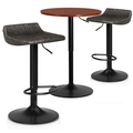 MoNiBloom 3 Piece Bar Table and Chair Set 23.5 Round Pub Table and PU Leather Swivel Barstools for Kitchen Dining Room