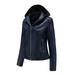 Women s Hooded Faux Leather Motorcycle Jacket with Sherpa Lined Moto Biker Zip Up Thick Warm Winter Coats