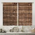 Voguele 2 Panels Blackout Curtain Energy Efficient Curtains UV Protection Thick Solid Drapes Thermal Insulated 2Pcs Rustic Wooden Door Privacy Rod Pocket Style-4 W:28 x H:39 *2 Panels