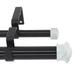 MERIVILLE 1-Inch Diameter Double Window Treatment Curtain Rod Platani White Marble End Cap Finial 84-inch to 120-inch Adjustable Black