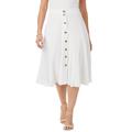 Plus Size Women's Button-Front Gauze Midi Skirt by Jessica London in White (Size 12 W)