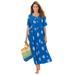 Plus Size Women's Stamped Empire Waist Dress by Woman Within in Bright Cobalt Starfish (Size 2X)