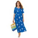 Plus Size Women's Stamped Empire Waist Dress by Woman Within in Bright Cobalt Starfish (Size L)