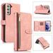 Wallet Case for Samsung Galaxy A13 5G with Zipper Pouch Magnetic PU Leather Flip Folio Stand Card Slot with Hand Strap and Cross Body Strap Case Cover for Galaxy A13 5G Pink