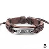 Vintage Leather Bracelet Religious Faith Bangle I LOVE JESUS Christian JewelQ3-NEW