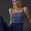 Anthropologie Tops | Anthropologie Pilcro Chambray Corset Checkered Crop Top Blue Size Small | Color: Blue | Size: S