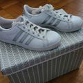 Adidas Shoes | Hp4x Adidas Grand Court All Leather Sneakers Size 7 | Color: Silver/White | Size: 7