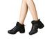 Woobling Women Dance Shoes Thick Soled Sneakers Platform Jazz Shoe Square Casual Split Sole Breathable Black with Plush Lined 5.5