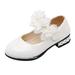 JDEFEG Girls Wedges Sandals Autumn Children Shoes Flower Single Shoes Korean Children Dance Shoes Princess Shoes Leather Shoes Girls Slippers Rubber White 29