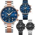yunanwa 4 Pack Men's Watches Chronograph Stainless Steel Waterproof Date Analog Quartz Watch Business Diamond Dress Wrist Watches Classic Wholesales Assorted Set Relojes para Hombres, Rosy gold