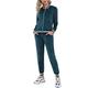 Doaraha Damen Nicki-Anzug Velours Schlafanzüge Trainingsanzüge Rippkragen Jogginganzug Bequemer Homewear-Anzug Stehkragen Zipjacke und Pyjama Hose für Freizeit， Dunkelgrün， XXL