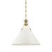 1 Light Pendant 16 inches Wide By 14.5 inches High-Aged Brass Finish-Off-White Shade Color Bailey Street Home 116-Bel-4412747