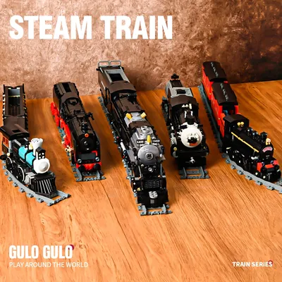 GULO-Ensemble de blocs de construction de train à vapeur pour enfants briques techniques modèle de