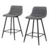 Set of 2 Counter Height Stools Bar Chair Seat Dining Barstool Grey - 15x34