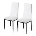 Set of 2 Dining Chairs PU Leather Chairs Upholstered Plain White - 16.1x38.2