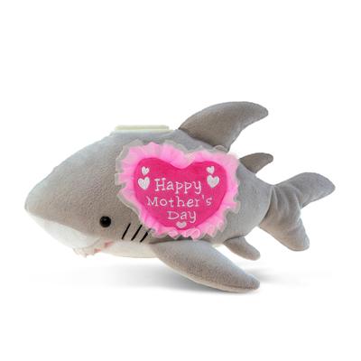 DolliBu Happy Mother’s Day Super Soft Shark Plush Bank with Pink Heart - 9 inches