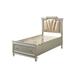 Twin Bed with 1 Drawer and Padded Headboard, Champagne Gold