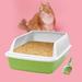 with with High Side Heighten Semi Enclosed Removable Easy to Clean Toilet Kitty Litter Tray. Green