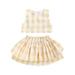 JDEFEG Size 8 Girls Clothes Girls Children Yellow White Plaid Prints Vest Tops Shorts 2Pcs Sets Clothing Clothes Girl Long Sleeve Crop Top Yellow 80