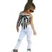 Toddler Kids Girls Big Bowknot Strap Striped T Shirt Tops Hole Long Pants Leggings 2PCS Outfits Clothes Set New Baby Girl Arrival Gift