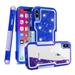 SOATUTO Case for iPhone X 3 in1 Layers Hybrid Liquid Heart Shaped Glitter Flowing Quicksand case Clear Soft Shockproof TPU Slim Protective Cover for iPhone X/XS(Blue)
