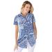 Plus Size Women's Perfect Short Sleeve Shirt by Woman Within in French Blue Patched Paisley (Size 3X)