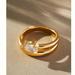 Anthropologie Accessories | Anthropology - Crystal Twist Ring Nwt Size 8 | Color: Gold | Size: 8