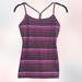 Lululemon Athletica Tops | Lululemon Power Y Purple & Pink Stripe Tank Top With Built In Support Size 6 | Color: Gray/Pink | Size: 6