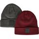 Beanie URBAN CLASSICS "Damen Logopatch Kids 2-Pack" Gr. 158/164, rot (charcoal burgundy) Baby Mützen