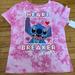 Disney Shirts & Tops | Disney Stitch Pink Tie Dye Girls Shirt Sleeve Tshirt Size Xs (4/5) | Color: Pink | Size: 4g