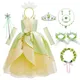 Robe Tiana Grenouille pour Bol Cosplay Princesse Costume Elfes pour Halloween ixbetantile Vert