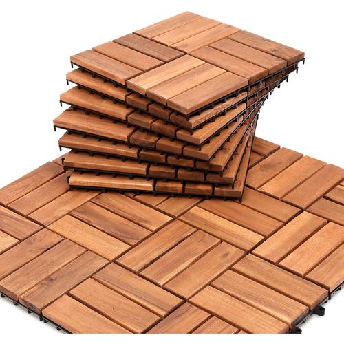 Tolletour – Holzfliesen Mosaik Akazienholz Fliese 44 Stück 30×30 cm Balkonfliesen Gartenfliesen