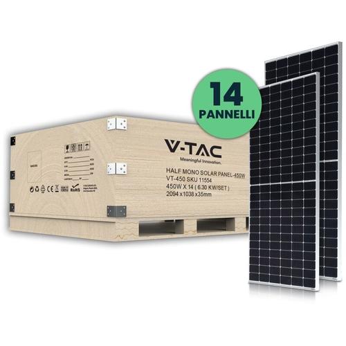 V-tac - Photovoltaik-Kit 6,3 kW Set 14 Stück Monokristallines Photovoltaik-Solarmodul 450 w 1500 v