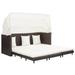 vidaXL Extendable 3-Seater Sofa Bed with Roof Poly Rattan Brown 46076