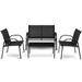 Gray 4 PCS Patio Furniture Set Sofa Coffee Table Steel Frame Garden Deck