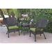 W00215-2-CES029 Windsor Espresso Wicker Chair & End Table Set with Green Cushion