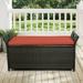 Patio Wicker Storage Bench Outdoor Rattan Deck Storage Box with Red Cushion