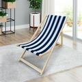 populus wood sling chair blue Stripe Broad blue Stripe ï¼ˆcolor: Dark blueï¼‰folding chaise lounge chair