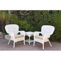 W00213-2-CES006 Windsor White Wicker Chair & End Table Set with Tan Cushion