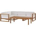 Lounge Sectional Sofa Chair Table Set Wood Brown Natural White Modern Contemporary Urban Design Outdoor Patio Balcony Cafe Bistro Garden Furniture Hotel Hospitality