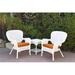 W00213-2-CES016 Windsor White Wicker Chair & End Table Set with Orange Cushion