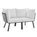 Afuera Living 2 Piece Modern Aluminum Patio Sectional Sofa in Gray/White