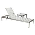 Metal Adjustable Slatted Lounger with Side Table Set of 4 Gray and White- Saltoro Sherpi