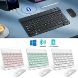 10 Mini Wireless Bluetooth Keyboard/2.4Ghz Mouse For Apple Mac Windows Tablets