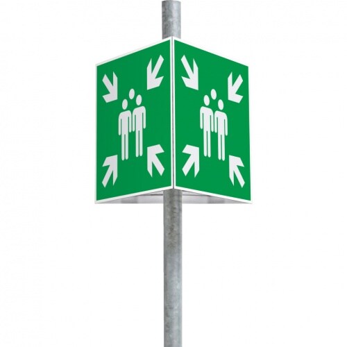 Dreifke® Schild | Dreieckset Rettungszeichen Sammelstelle, Aluminium, 400x400mm, inkl. Befestigung Image