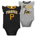Girls Newborn & Infant Black/Heather Gray Pittsburgh Pirates Little Fan Two-Pack Bodysuit Set